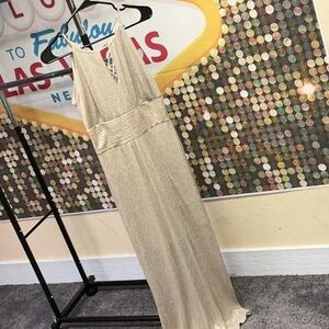 Enfocus Studio Tan Halter Maxi Gown